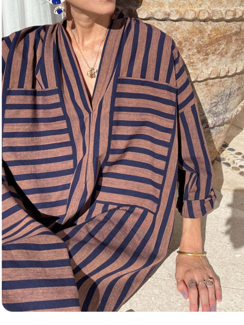 Two Moroccan Graphic Pocket Caftan Dress - Picture 2 of 7